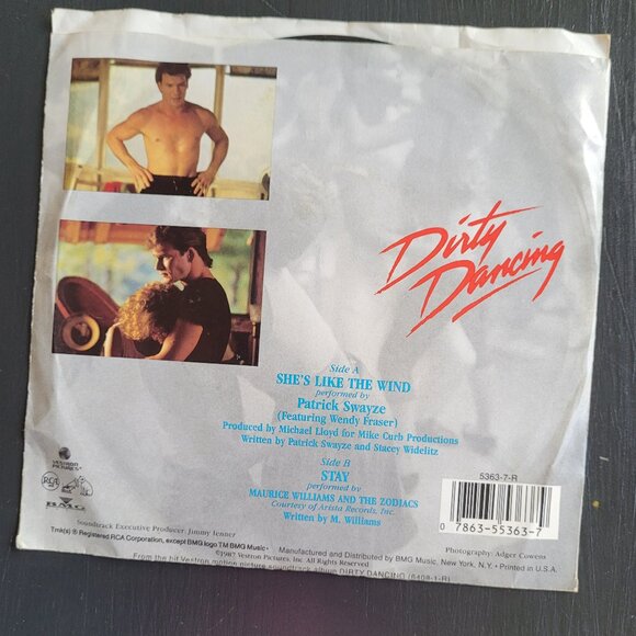1987 Vinyl Album Dirty Dancing 45RPM Soundtrack "She's like the Wind" and "Stay" - Picture 2 of 4